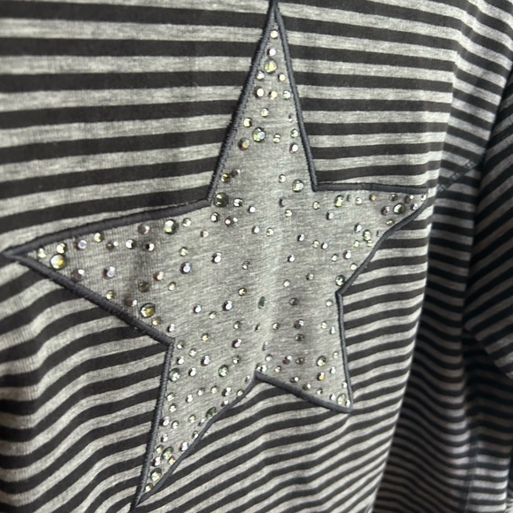 Gray Striped Boho Blazer with Star Detail Size 10 - Picture 13 of 16